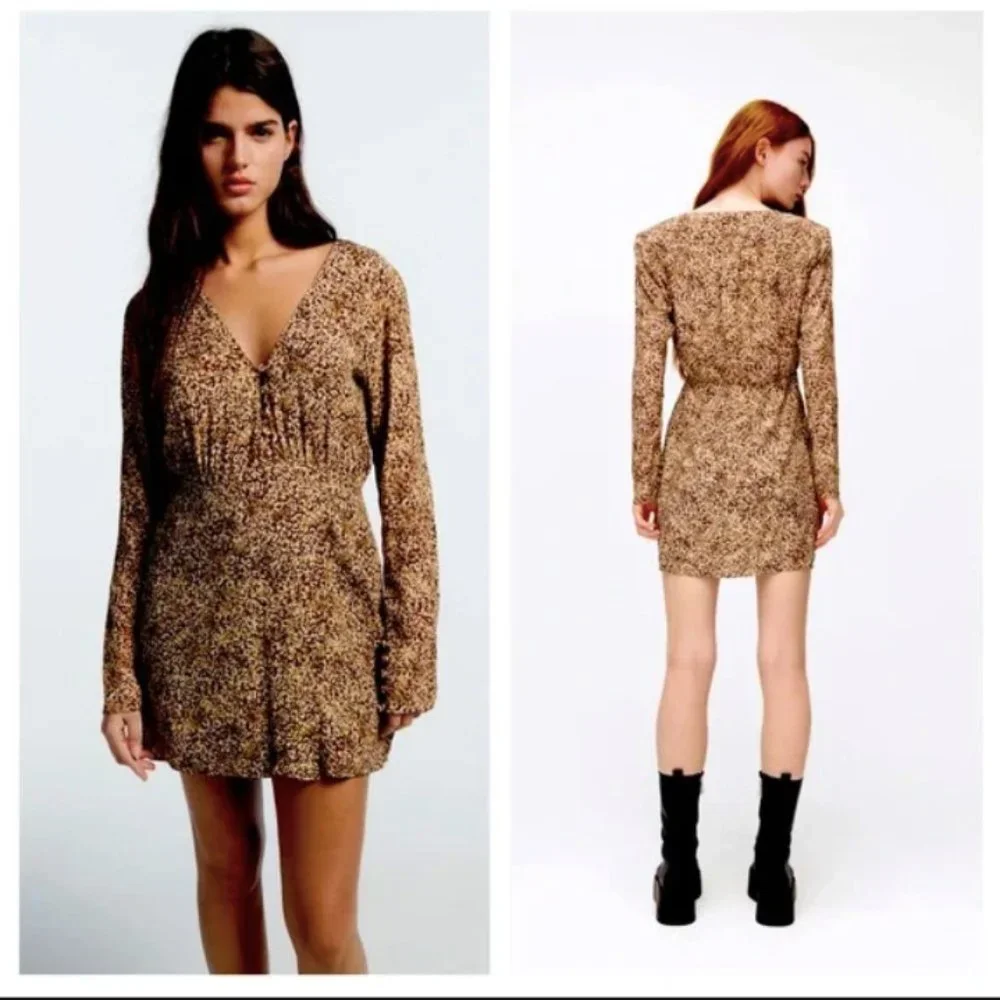 (🌹5/$25 🌹)  Zara ANIMAL LEOPARD PRINT WRAP DRESS (nwt) Size XS - Picture 3 of 4